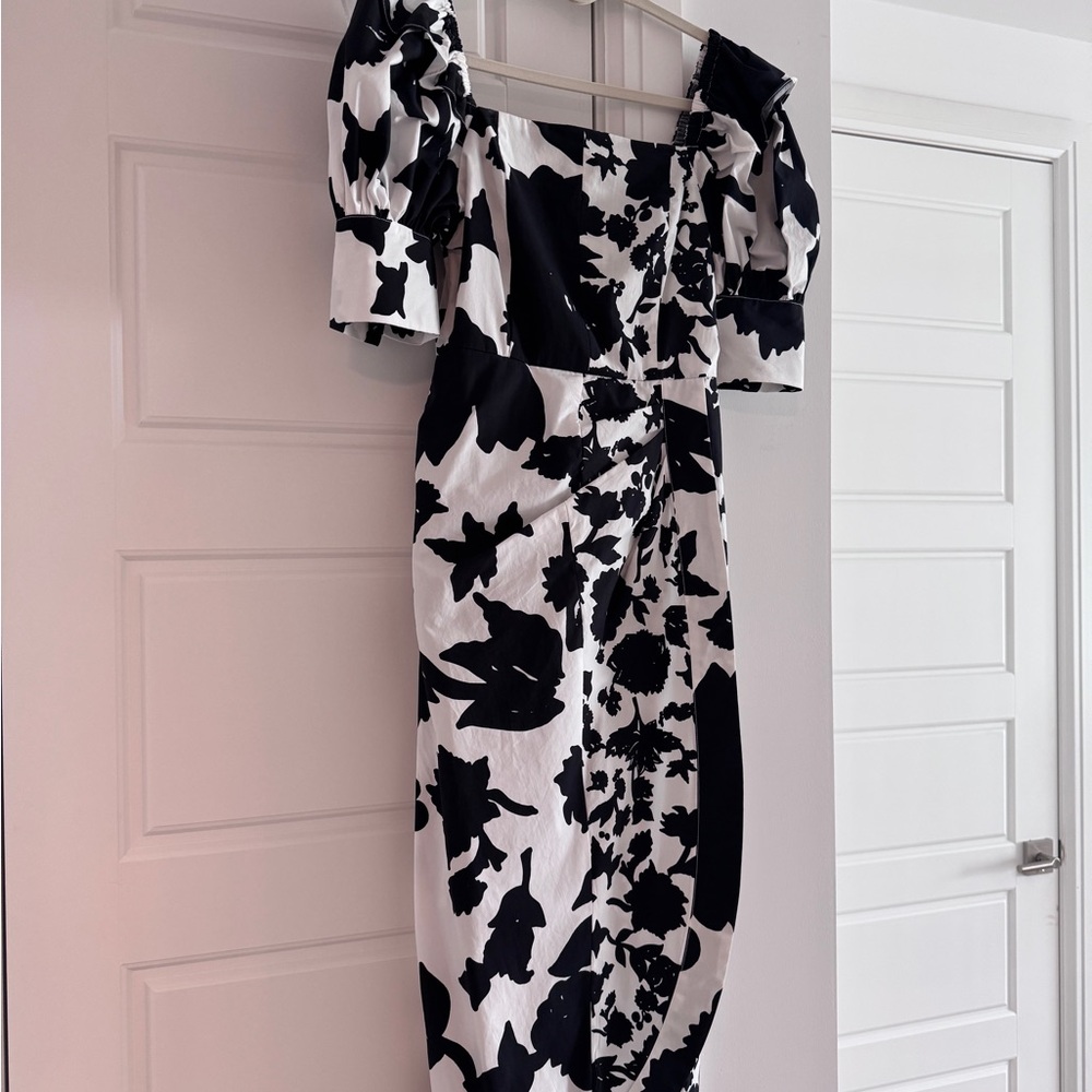 Christopher John Rogers Black and White Midi Dress